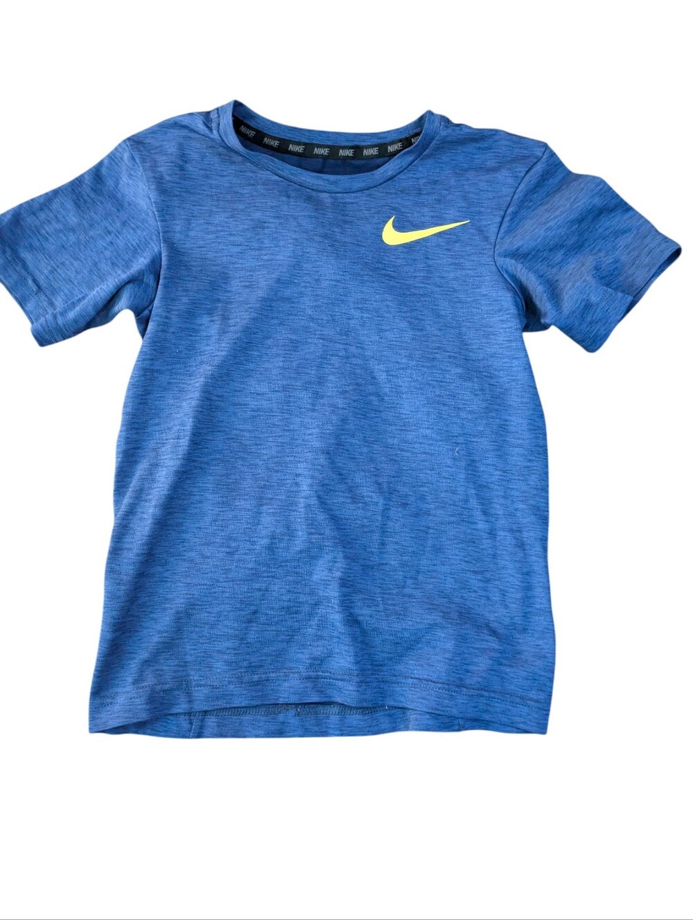 Nike Kids' Blue Dri-FIT Short Sleeve Tee with Yellow Swoosh